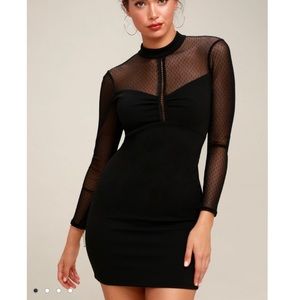 Sorry Not Soiree Mesh Long Sleeve Bodycon Dress